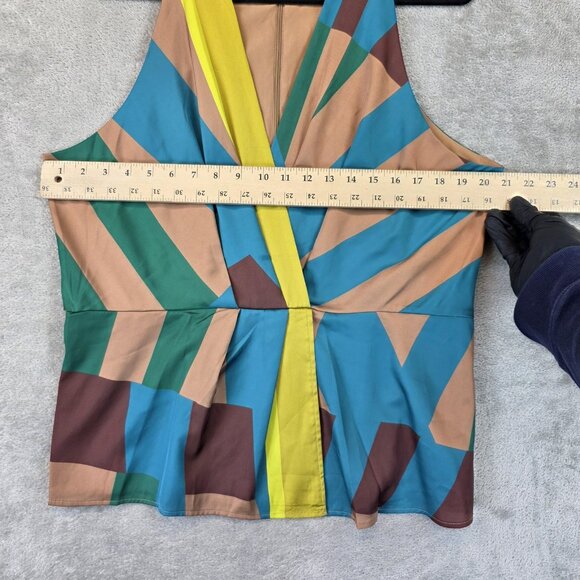 Express Top Womens XL Multicolor Geometric Sleeveless Wrap Blouse Tank Modern - Picture 6 of 11